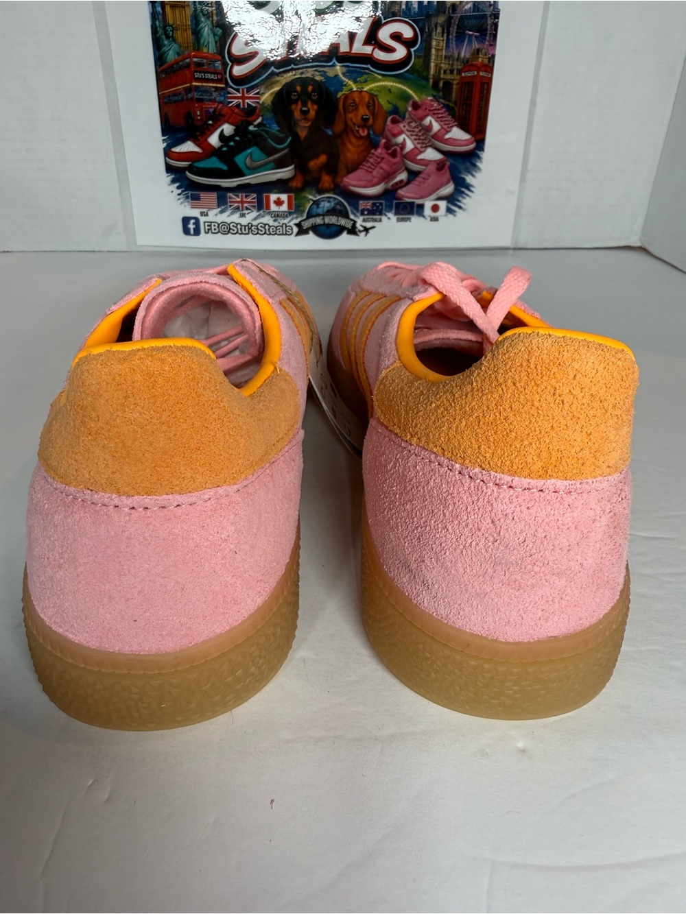 adidas pink and orange Handball Spezial suede sneakers - Picture 4 of 5